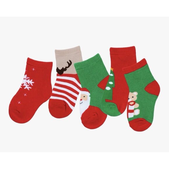 5~Pairs Christmas Socks Children Socks Christmas Gift Unisex Kid Socks Size 3-5Y - Picture 1 of 10